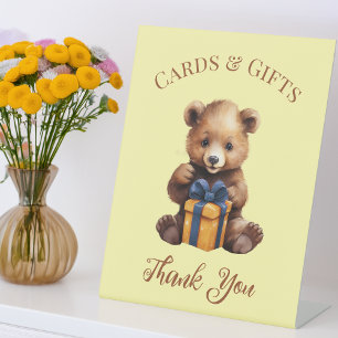 Bear Cards & Gifts Cute Baby Shower Pedestal Sign