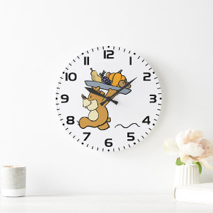 Bear Carrying Food Large Clock