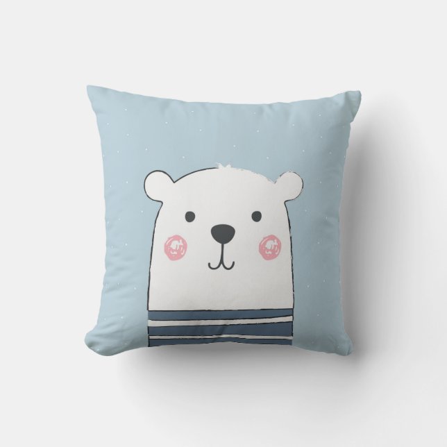 Bear Cartoon Kids Artwork Pillow (Front)