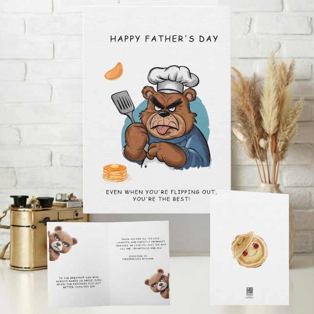 Bear Chef Father's Day Card (Make Dad's day with a laugh! This grumpy bear chef Father's Day card is perfect for a fun-loving dad)