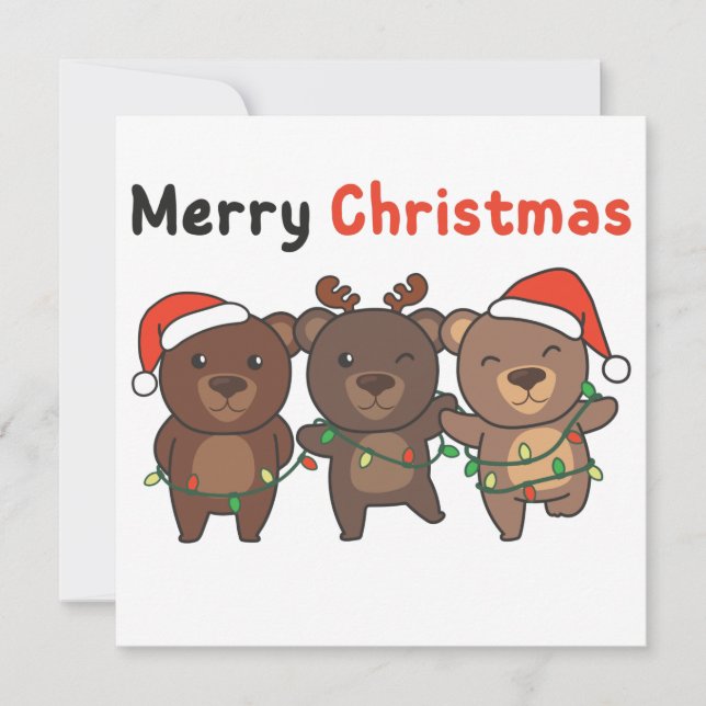 Bear Christmas Animals Bears Merry Christmas Invit Invitation (Front)