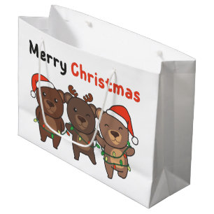 Bear Christmas Animals Bears Merry Christmas Large Gift Bag