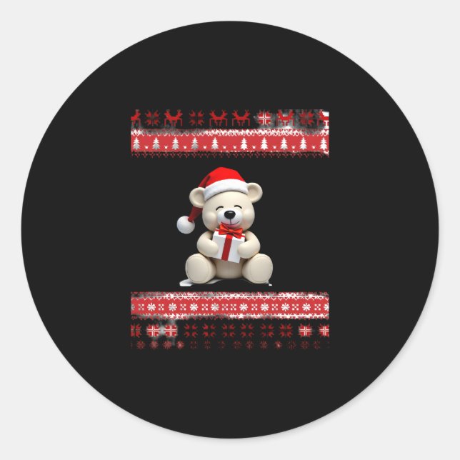 Bear Christmas Christmas (1) Classic Round Sticker (Front)