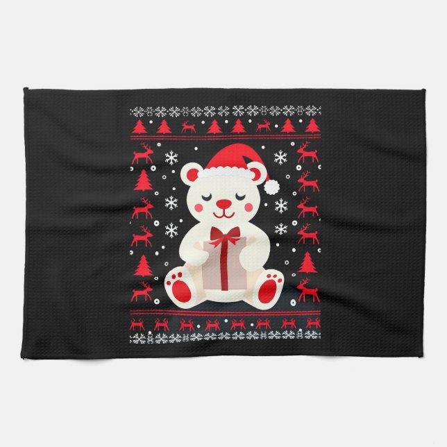 Bear Christmas Christmas (1) Tea Towel (Horizontal)