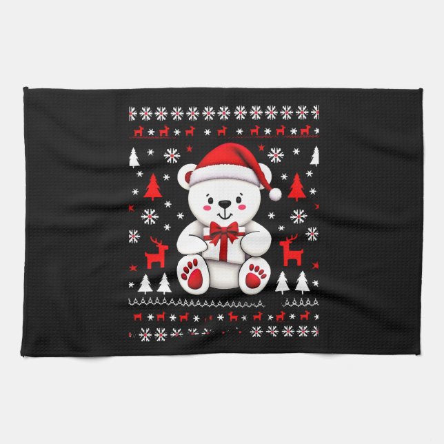 Bear Christmas Christmas (3) Tea Towel (Horizontal)