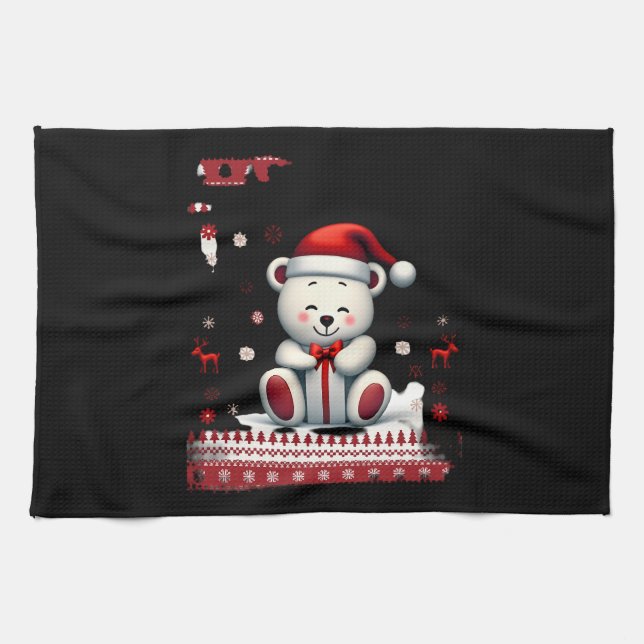 Bear Christmas Christmas (4) Tea Towel (Horizontal)