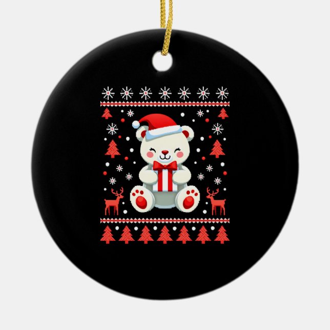 Bear Christmas Christmas (6) Ceramic Tree Decoration (Front)