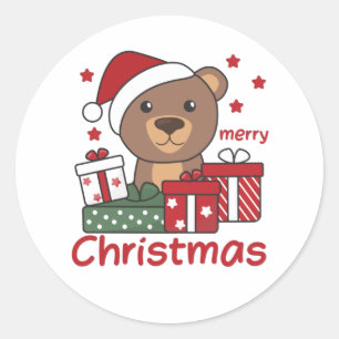 Bear Christmas Gift Winter Animals Bears Classic Round Sticker