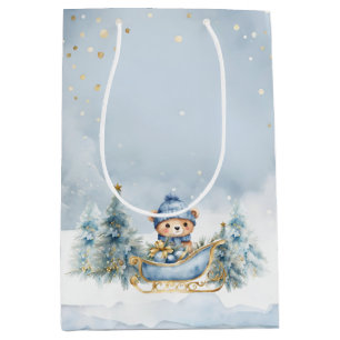 Bear Christmas One First Birthday Winter Medium Gift Bag