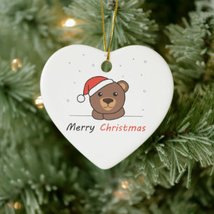 Bear Christmas Snow Winter Animals Bears Ceramic Tree Decoration
