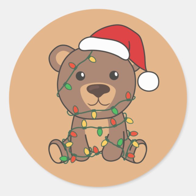 Bear Christmas Winter Animals Bears Classic Round  Sticker (Front)