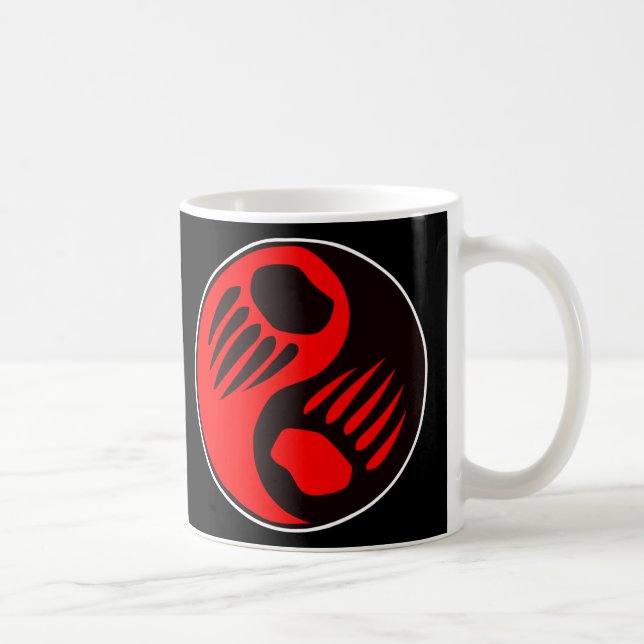 Bear Claw Yin Yang Black Coffee Mug (Right)