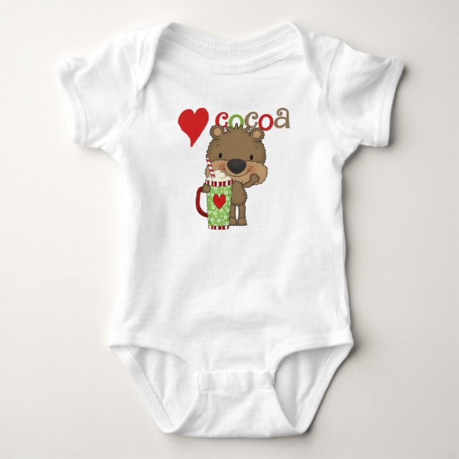 Bear Cocoa Love Holiday Baby Bodysuit (Front)