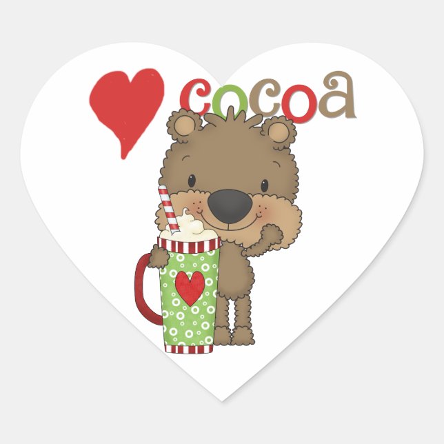 Bear Cocoa Love Holiday Heart Sticker (Front)