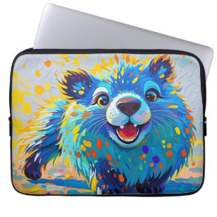 Bear Colourful abstract animal art design Laptop Sleeve