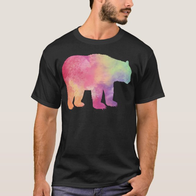 Bear Colourful Watercolor Art T-Shirt (Front)