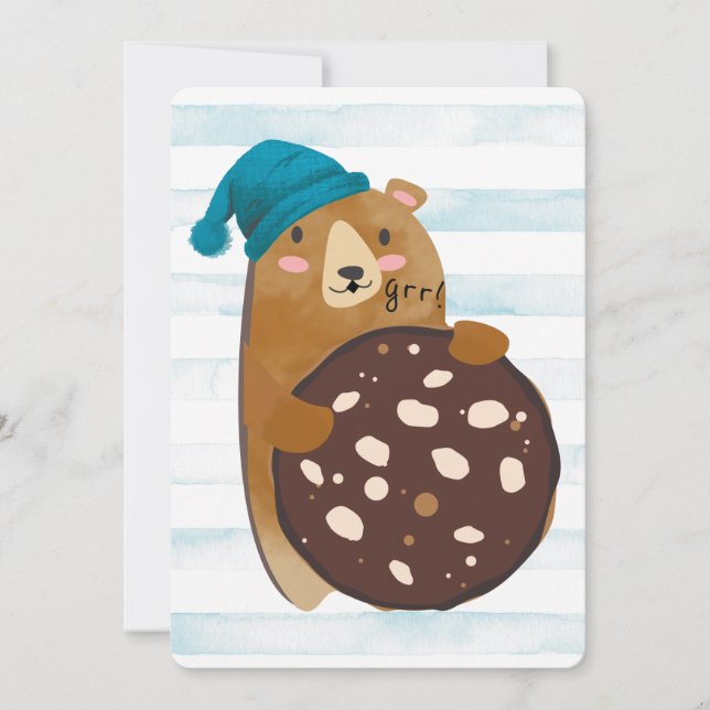 Bear cookie home baking personalised Christmas Holiday Card (Front)