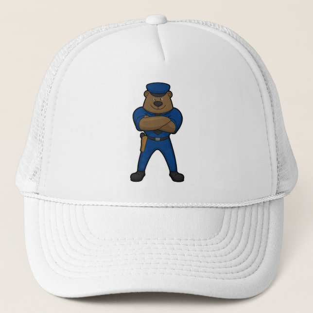 Bear Cop Police Trucker Hat (Front)