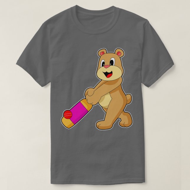 Bear Cricket Cricket bat T-Shirt (Design Front)