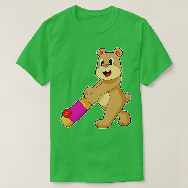 Bear Cricket Cricket bat T-Shirt (Design Front)