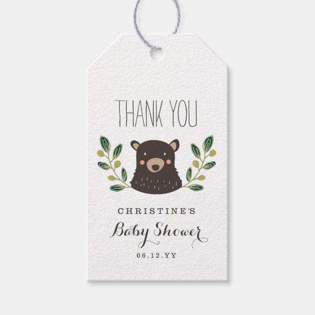 Bear Cub Baby Shower Gift Tags (Front)