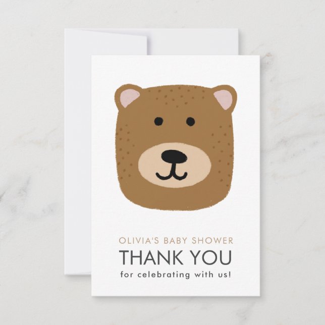 Bear cub Baby Shower Thank you Card (Front)