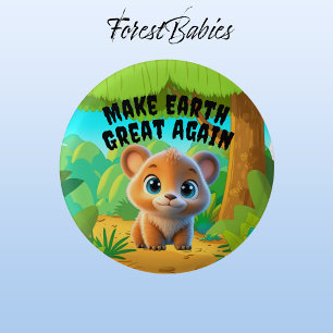 Bear Cub, Make Earth Great Again, Environmental 3 Cm Round Badge