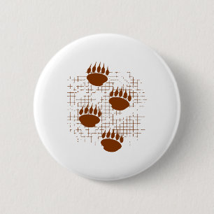 Bear Cub Paw Prints On Distressed Background 6 Cm Round Badge
