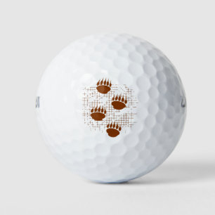 Bear Cub Paw Prints On Distressed Background Golf Balls