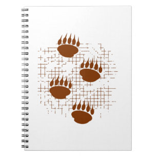 Bear Cub Paw Prints On Distressed Background Notebook