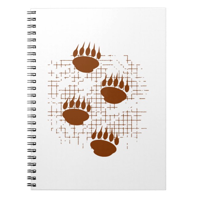 Bear Cub Paw Prints On Distressed Background Notebook (Front)