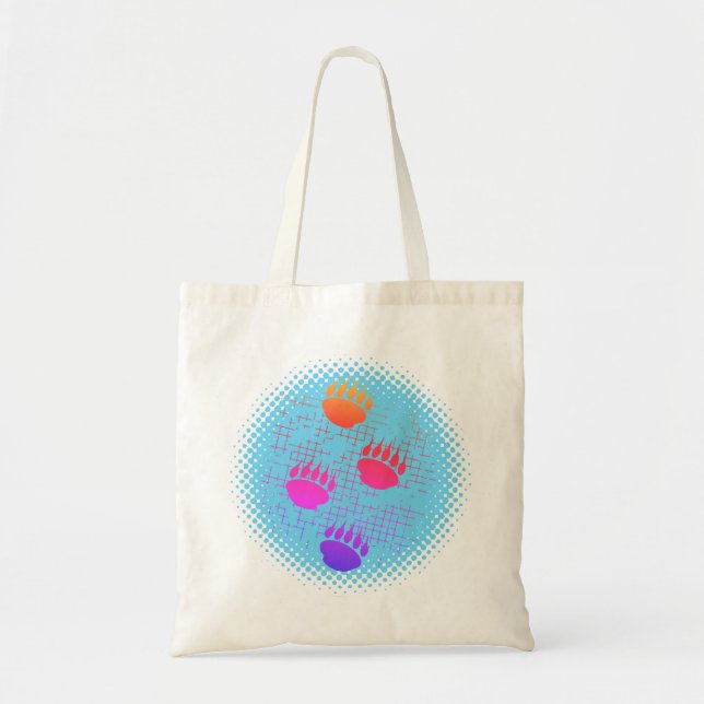 Bear Cub Paw Prints On Distressed Background Tote Bag (Front)