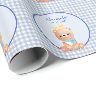 Bear Cub Personalized Boys Birthday Wrapping Paper