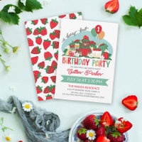 Bear Cub Red Strawberry Berry 1st Birthday Party