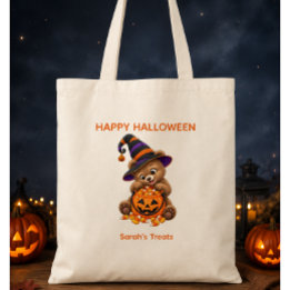 Bear Cub with Candy Personalised Halloween Tote Bag