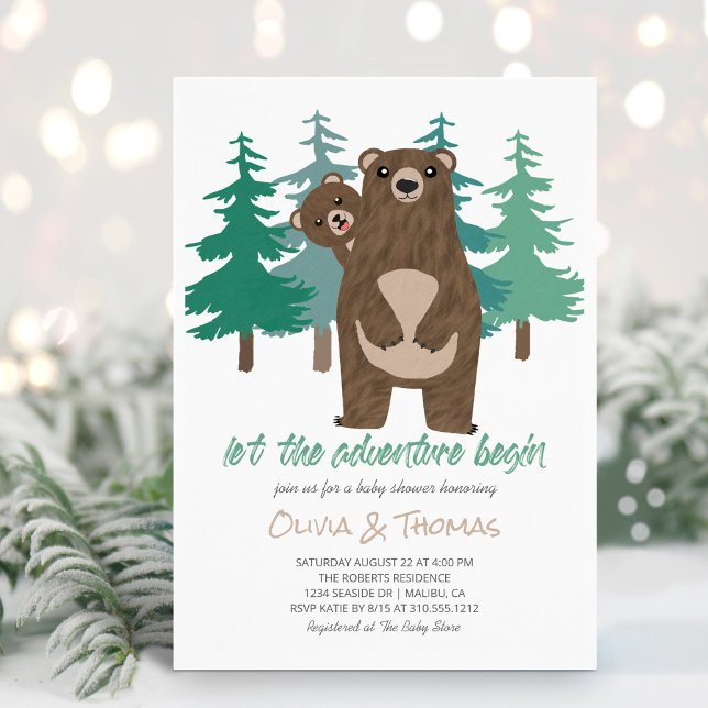 Bear Cub Woodland Adventure Baby Shower Invitation (Creator Uploaded)