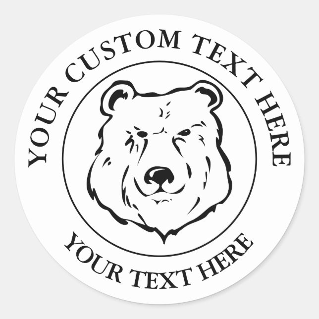 Bear Custom Text Classic Icon Logo 1 1/2" Round Sticker (Front)
