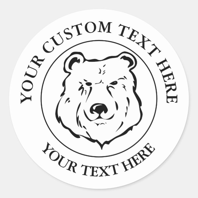 Bear Custom Text Classic Icon Logo 3" Classic Roun Round Sticker (Front)