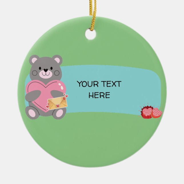 BEAR  CUSTOMIZABLE  CERAMIC TREE DECORATION (Front)