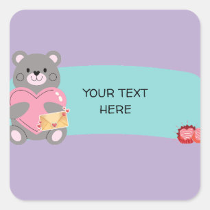 BEAR CUSTOMIZABLE SQUARE STICKER