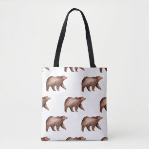 Bear Cuteness: Watercolor Animal Pattern Tote Bag