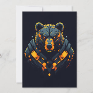 Bear Cyberpunk Mecha Neon Gaming Invitation