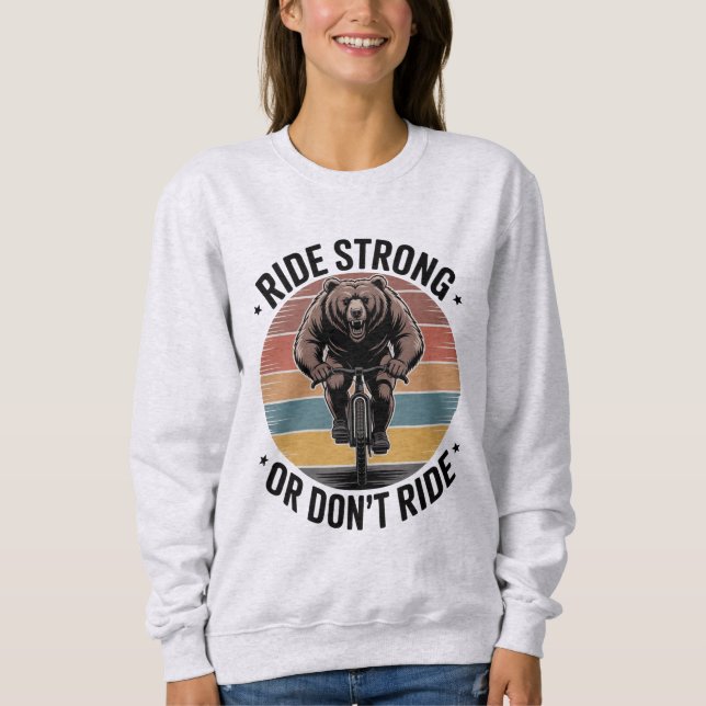 Bear Cycling Vintage Sunset Biker Design Sweatshirt (Front)