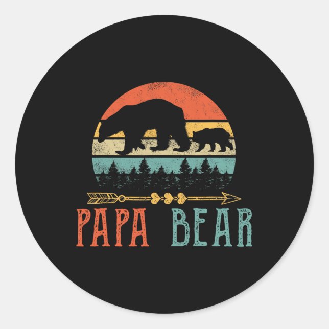 Bear Daddy Funny Mens Fathers Day Gift-idea  Classic Round Sticker (Front)