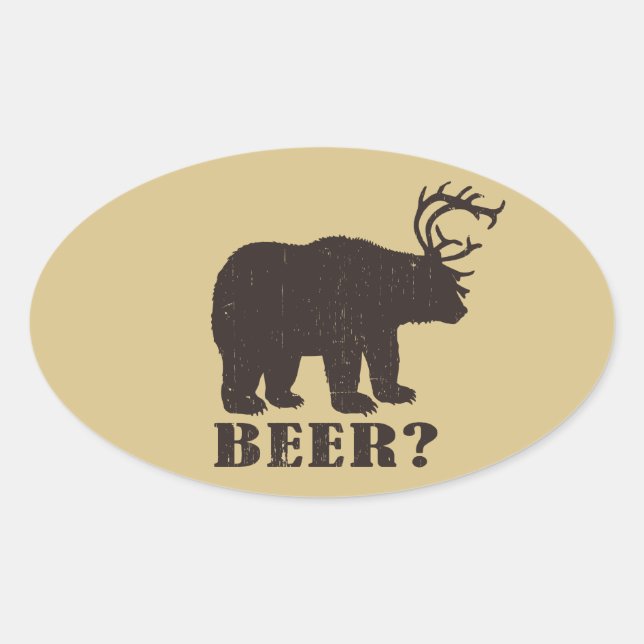 Bear + Deer = Bear? Funny Hunting Decals Oval Sticker (Front)