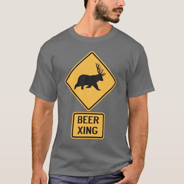Bear Deer Beer Crossing T-Shirt (Front)