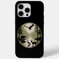Bear Deer Eagle Moon Forest Silhouette