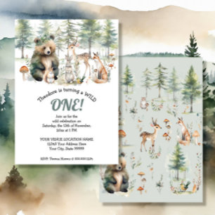 Bear Deer Forest Woodland Cute Animals Birthday Invitation