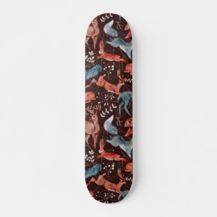 Bear, deer, owl, fox and hare Pattern Skateboard
