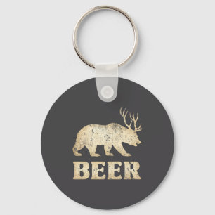 Bear Deer Vintage Beer  Key Ring